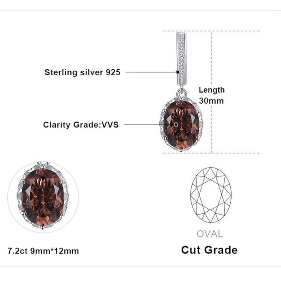 7.2ct 14k Oval Shape Natural Smoky Quartz Diamond Earrings